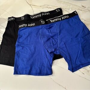TOMMY JOHN 2 Pair Mid Length Boxer Briefs Blue Black New Bundle Size X-Large